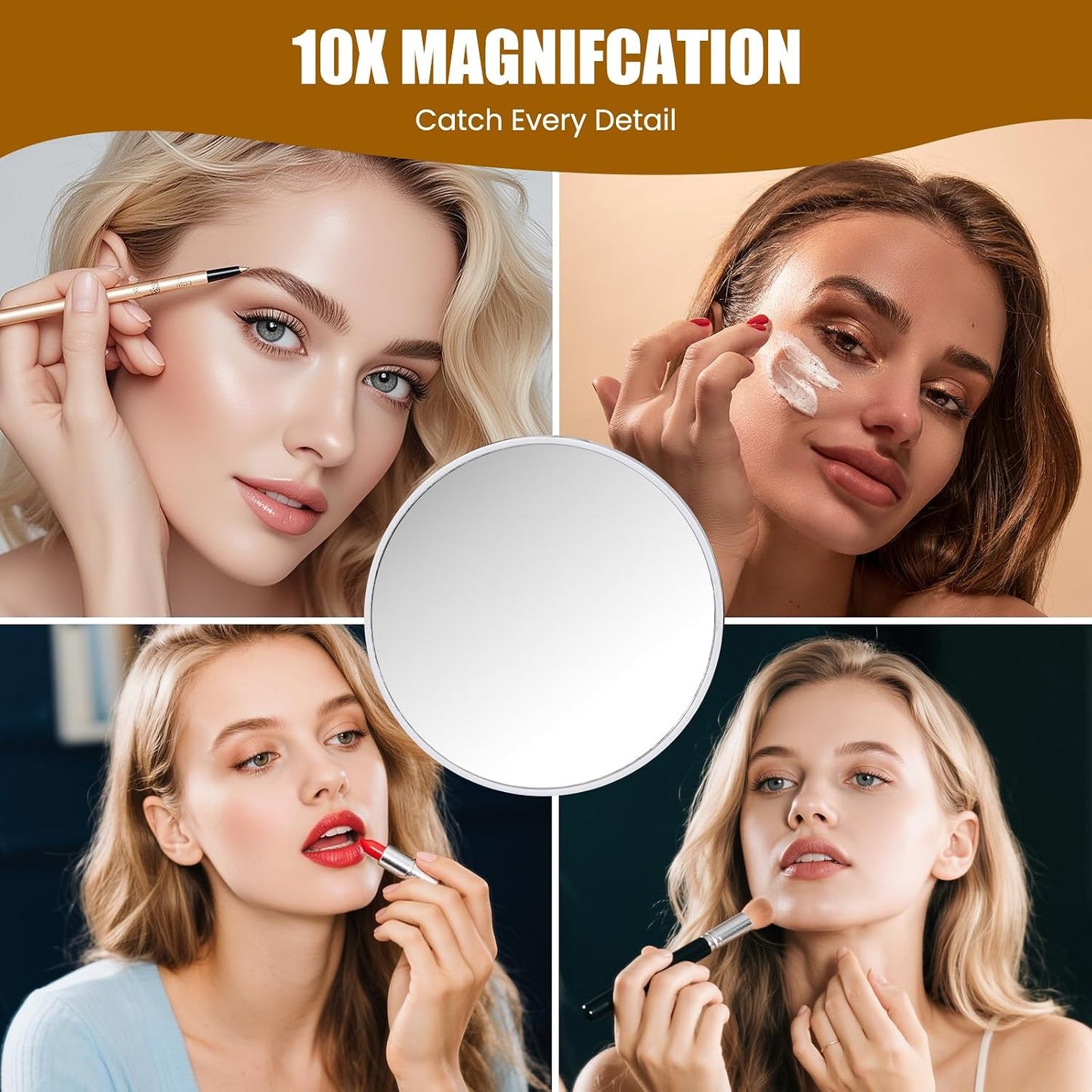 LED Makeup Mirror with Lights - 15" x 12.2" Dimmable Vanity Mirror with Smart Touch & 3-Color Lighting | 360° Rotation, White