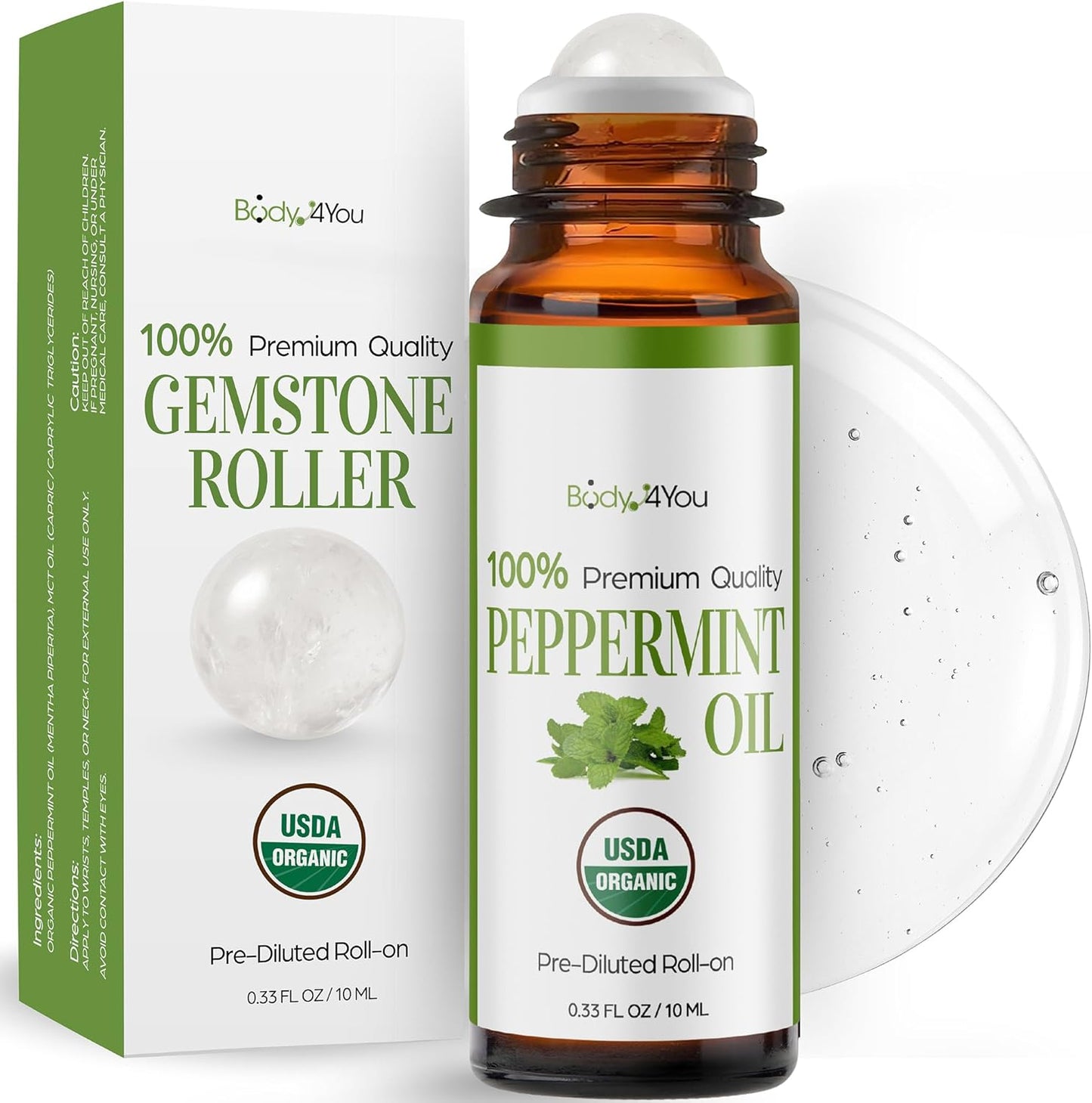 Castor Oil & Frankincense Essential Oil Roll-On | 100% Pure Organic Serum for Dark Circles & Fine Lines - 10ml Travel Size