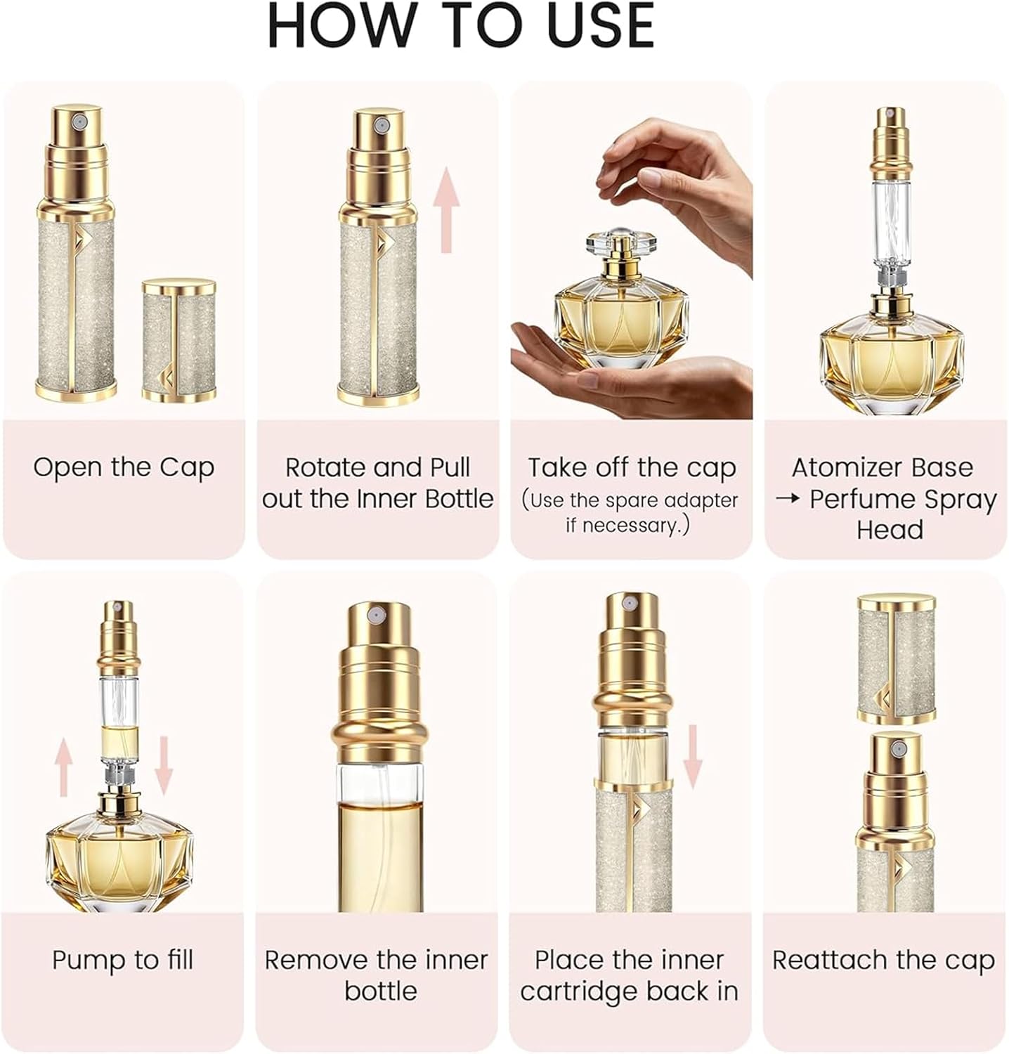 Refillable Travel Perfume Bottle - 5ml Leak-Proof TSA Atomizer | Perfect Valentine's Day Gift
