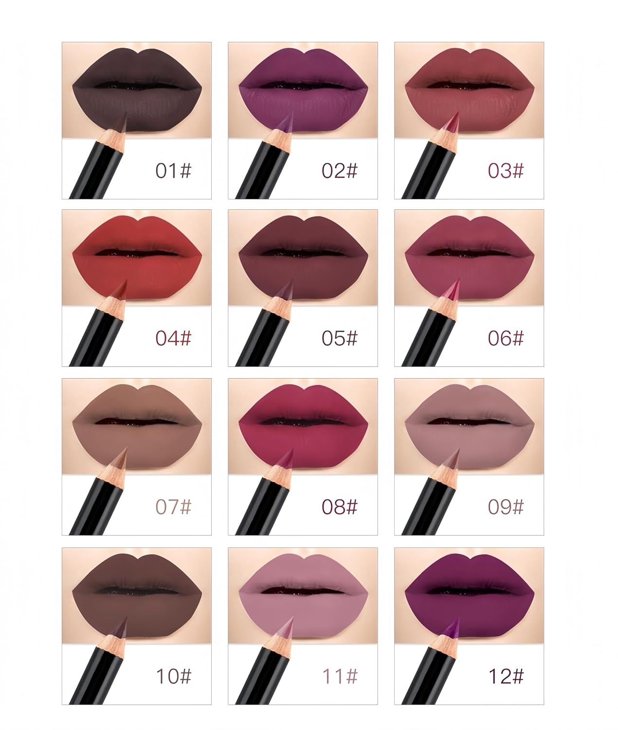 Matte Lip Liner Set - 12 Classic Colors | Highly Pigmented, Long-Lasting & Waterproof