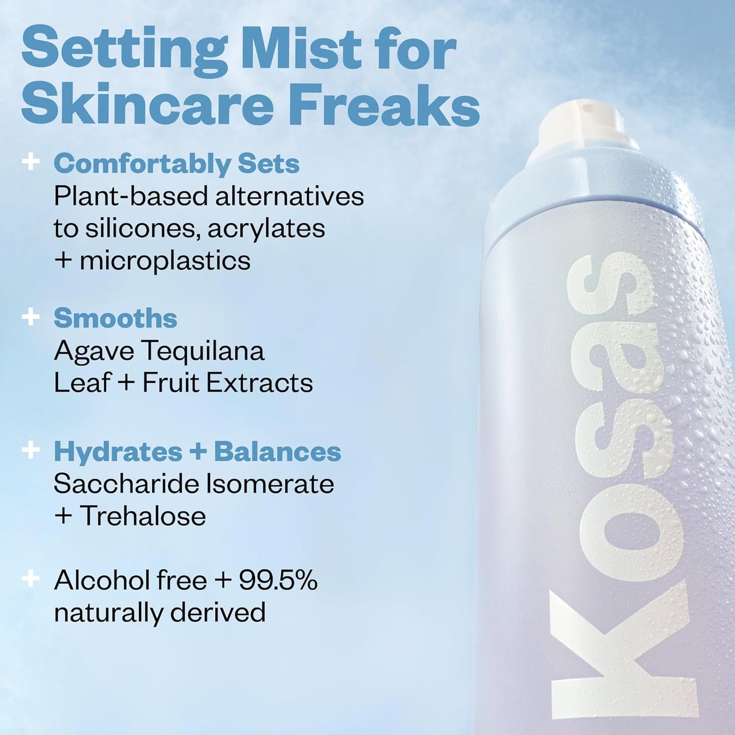 Kosas Cloud Set Airy Setting Spray - Hydrating, Alcohol-Free Makeup Mist | 12-Hour Hold, Pore Minimizing, Lightweight Face Spray