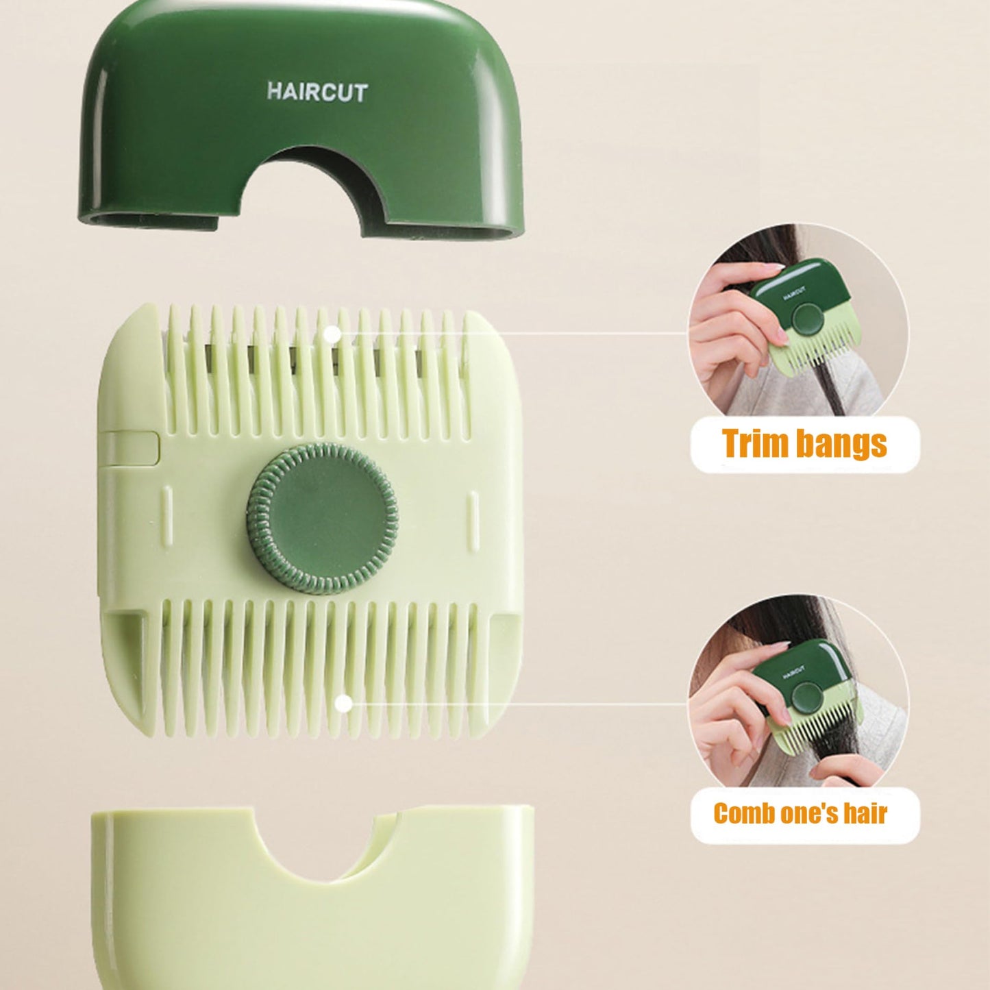 Hotainoys 2Pcs Split Ends Hair Trimmer for Women 2 in 1 Mini Portable Cute Hair Cutting Comb Detachable Dustproof Knob Adjustable Stainless Steel Blade Cutting Tools Split End Trimmer