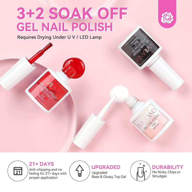 SAVILAND Acrylic Nail Kit for Beginners - Complete Set with Gel Polish, Nail Drill & UV Light | Home Salon Essentials