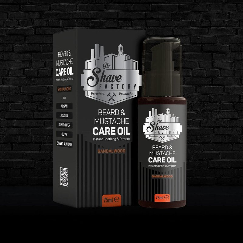 the shave factory Beard&Mustache Care Oil with Sandalwood - Premium Product For Professional Barbers and Traditional Shaving & Grooming Enthusiasts (75 ml (2.6 fl. oz))
