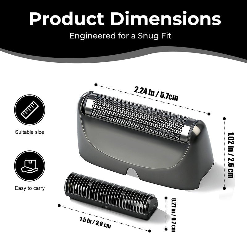2-Pack Shaver Replacement Foil and Cutter Compatible with BaBylissPRO UV-Disinfecting Single Replacment Foil (Grey)