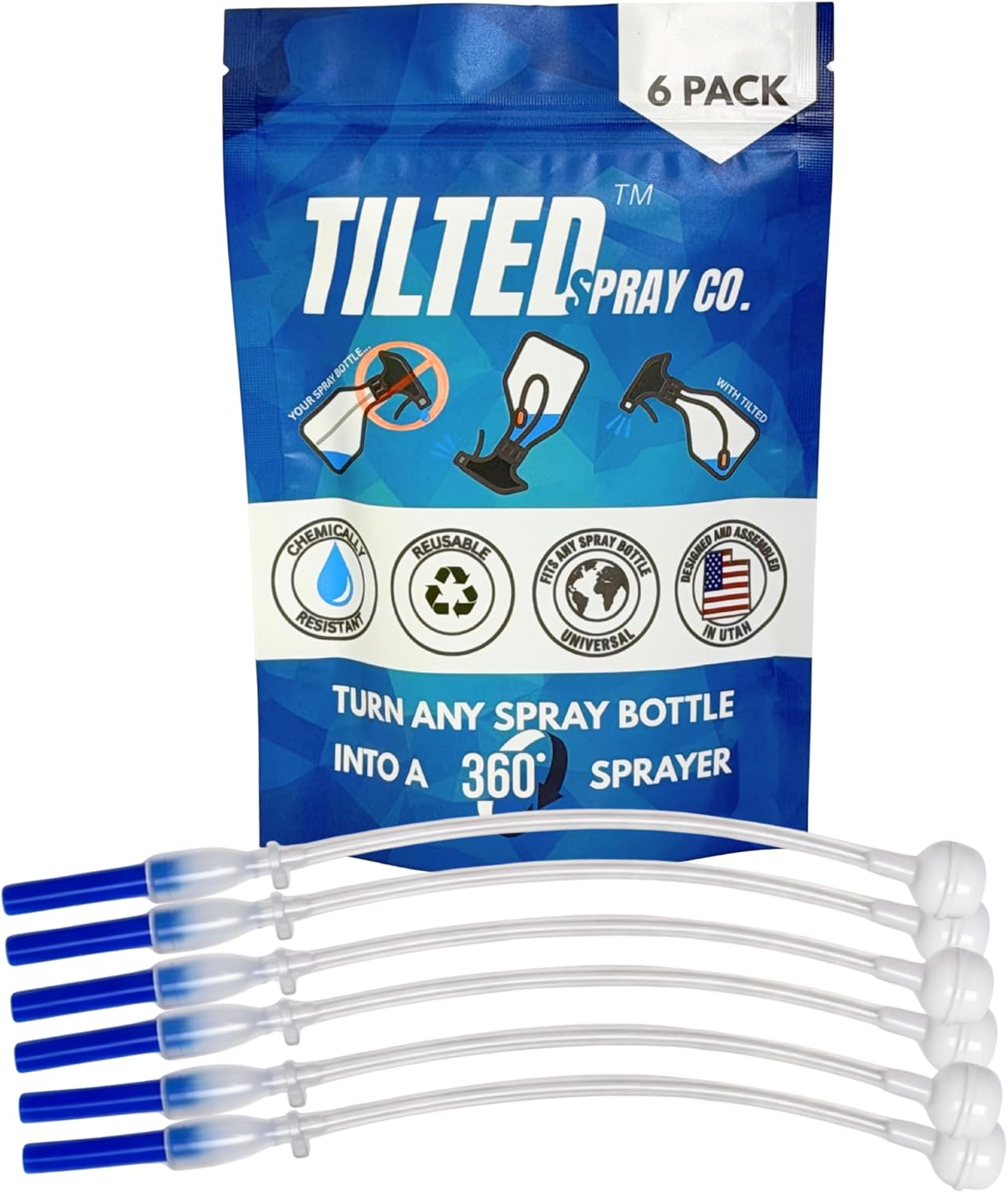 360 Spray Bottle Adapter - Universal Reusable Design for 360-Degree Spraying | Weighted Dip Tube (3-Pack)