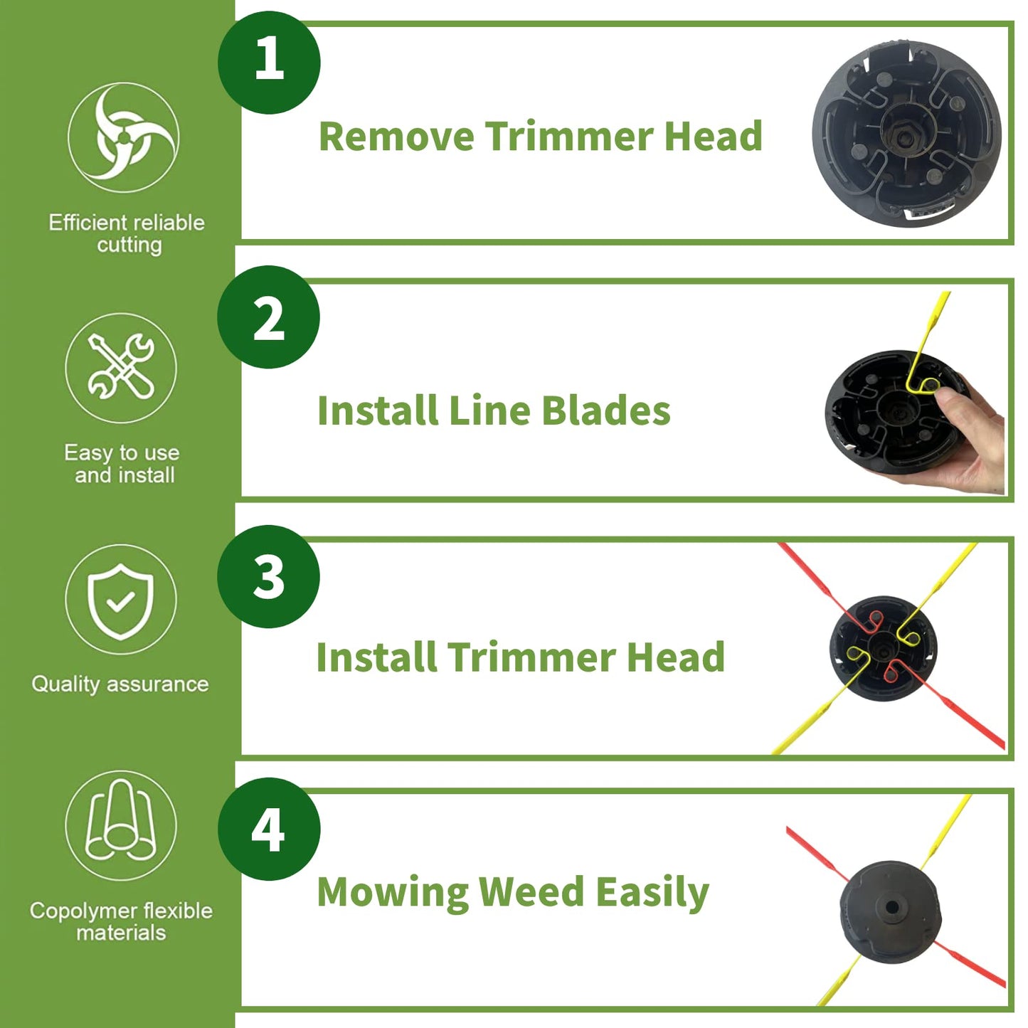Eyoloty 48-Pack Replacement Flexible Line Blades for Trimmer Edger,Most Universal Weed Eater Blades,Trimmer Head Replacement Blades,Thickened Durability Blades No Need to Twine
