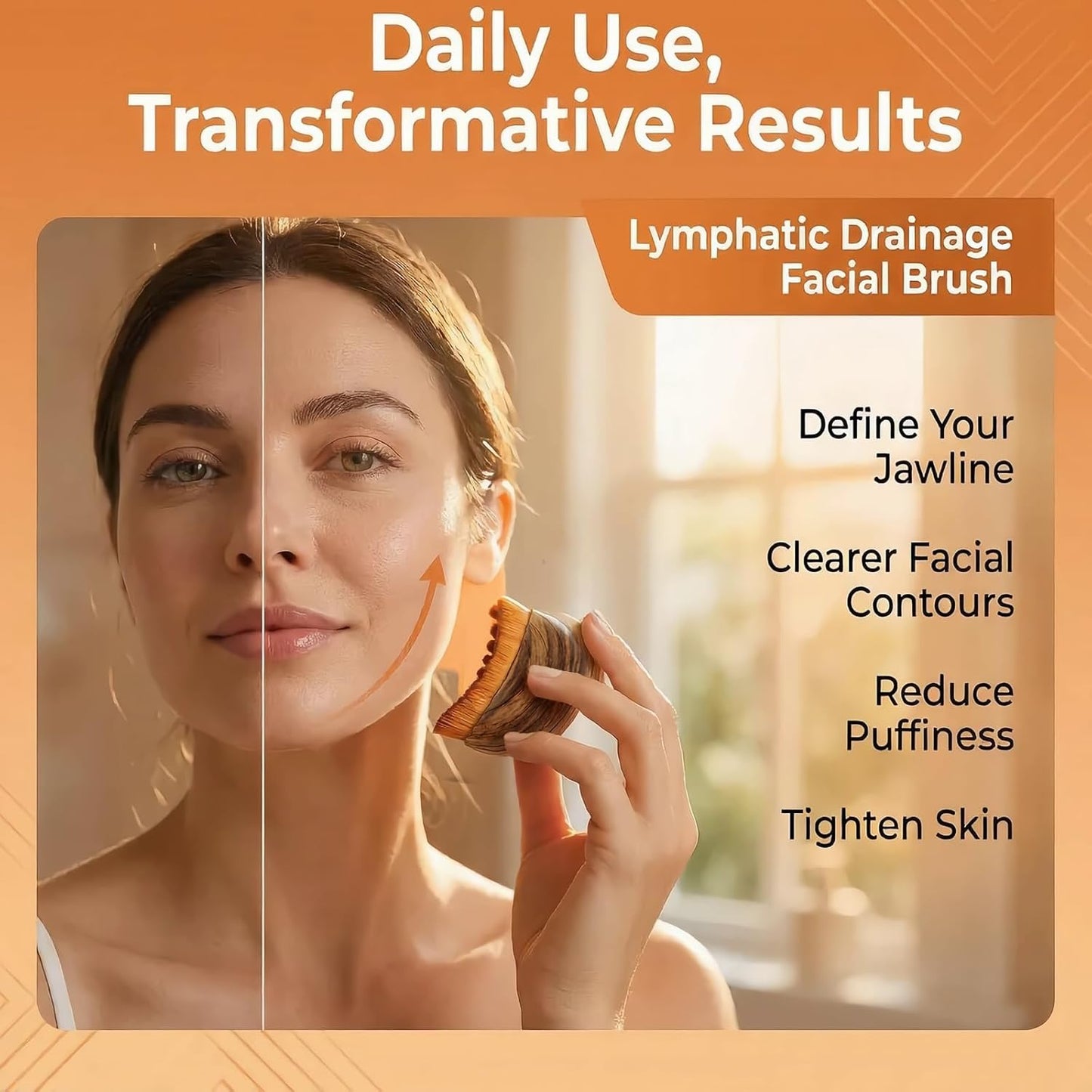 Lymphatic Facial Brush Set - Soft Synthetic Fibers for Contouring & Lifting | Reduces Puffiness, Ideal for Home & Travel (2pcs)