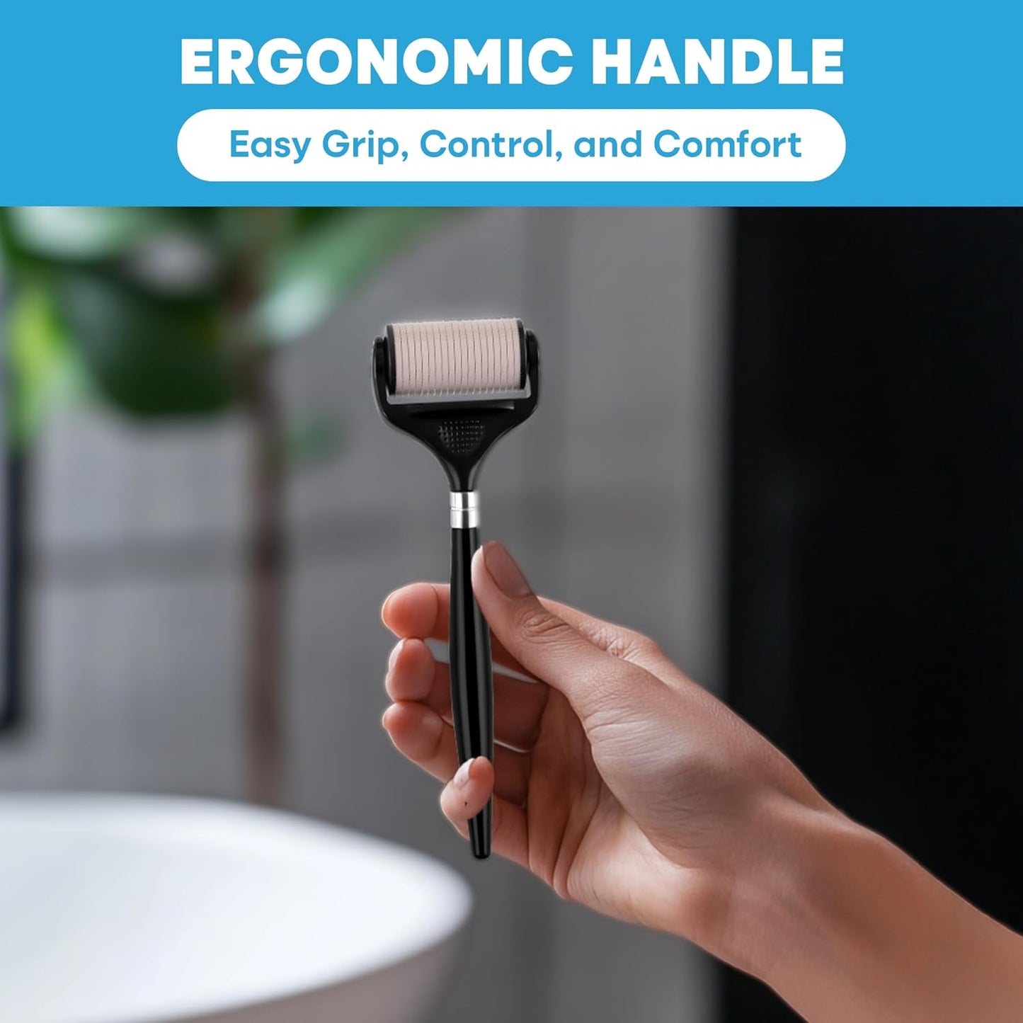 Ultra-Wide Derma Roller for Face - At-Home Microneedling Kit | 0.25mm Microneedle for Skin Care & Hair Growth