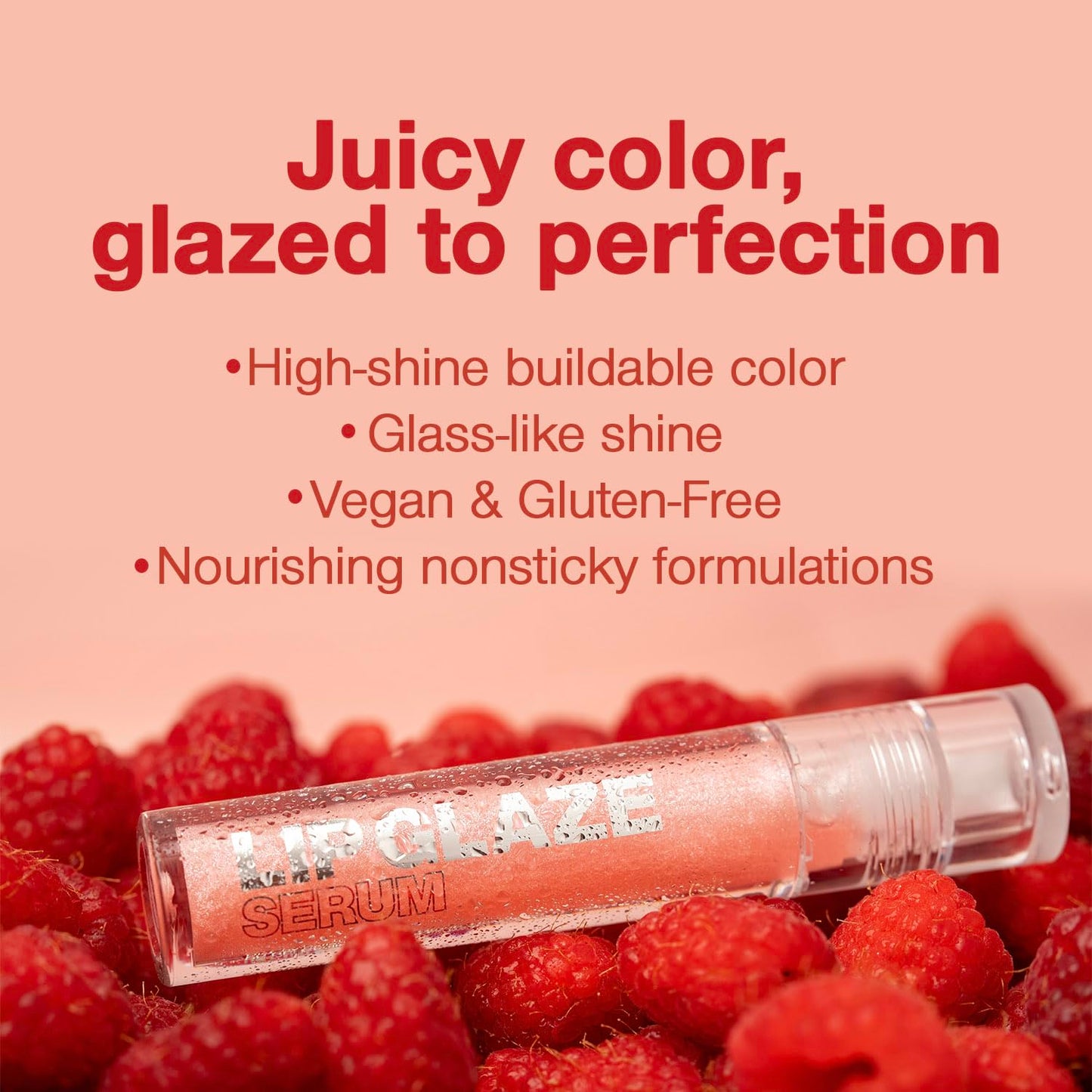 Palladio Lip Glaze Serum - Hydrating Lip Gloss with Peptides & Hyaluronic Acid for Plump Lips | Vegan, High-Shine (Blush Brulee)