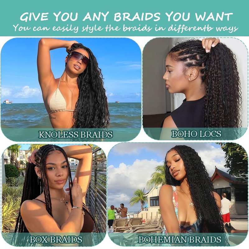 #30 Brown Human Braiding Hair for Boho Braids 2 Bundles 26 26 Inch Ash Blonde Deep Wave Braiding Hair for Bohemian Knotless Braids