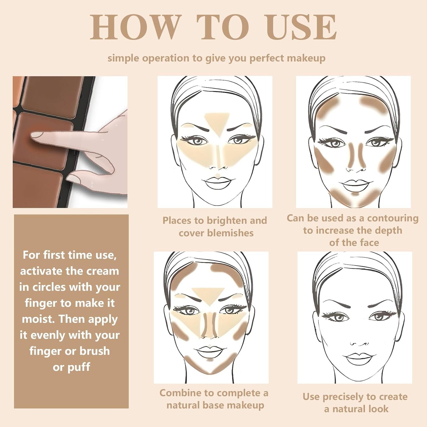 Cream Concealer Foundation Palette - 12 Long-Wearing Colors | Blendable Full Coverage Makeup