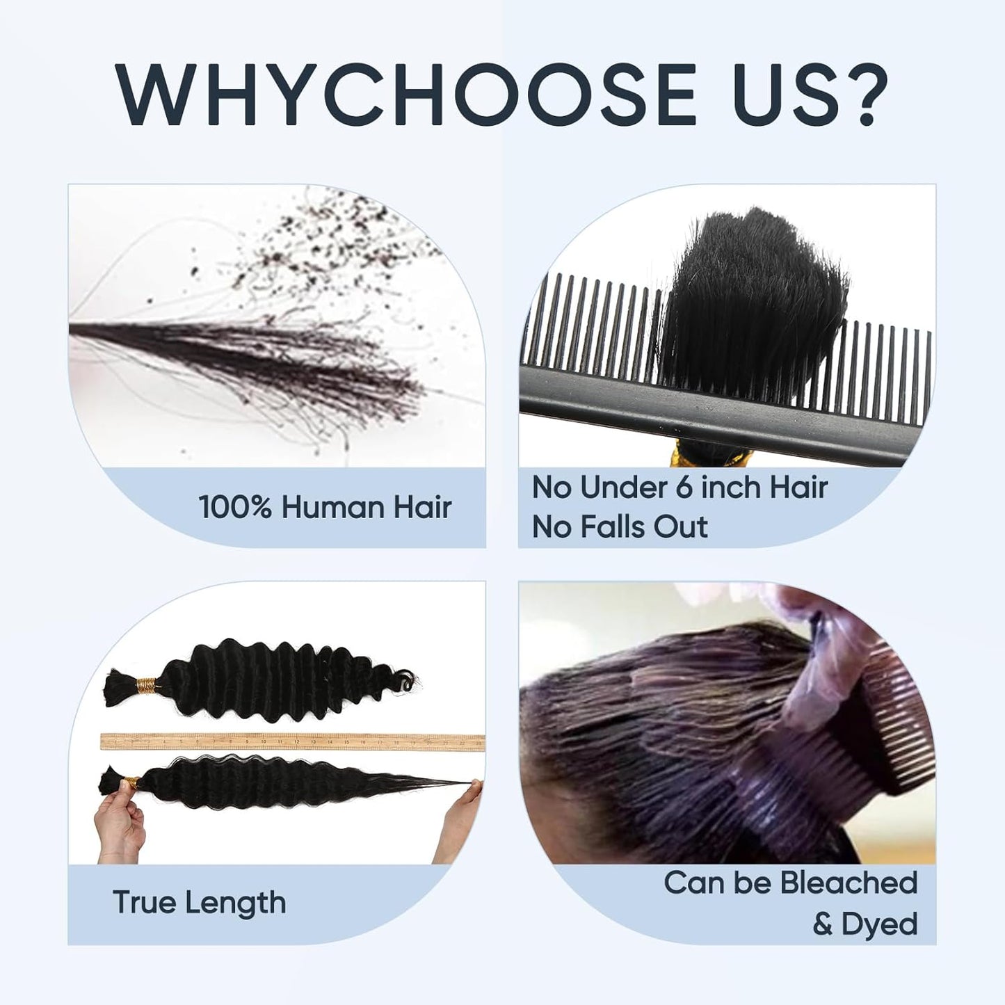 Human Braiding Hair - Ombre Deep Water Wave | 150g 16 Inch Curly Braiding Bundles, 1B/30 Highlights