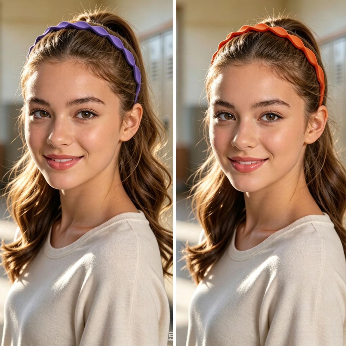 Wavy Plastic Headbands for Girls & Women - 6pcs Non-Slip Scalloped Design | Matte Flexible Hair Accessories