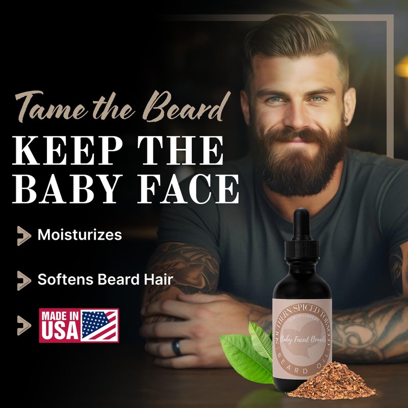 Tuscan Cooper's Baby Faced Beards Oil for Men - Hydrating, Nourishing, Natural Beard Softener and Conditioner for All Hair Types. Coconut, Jojoba, and Sweet Almond Moisture - Lumberjack Scent