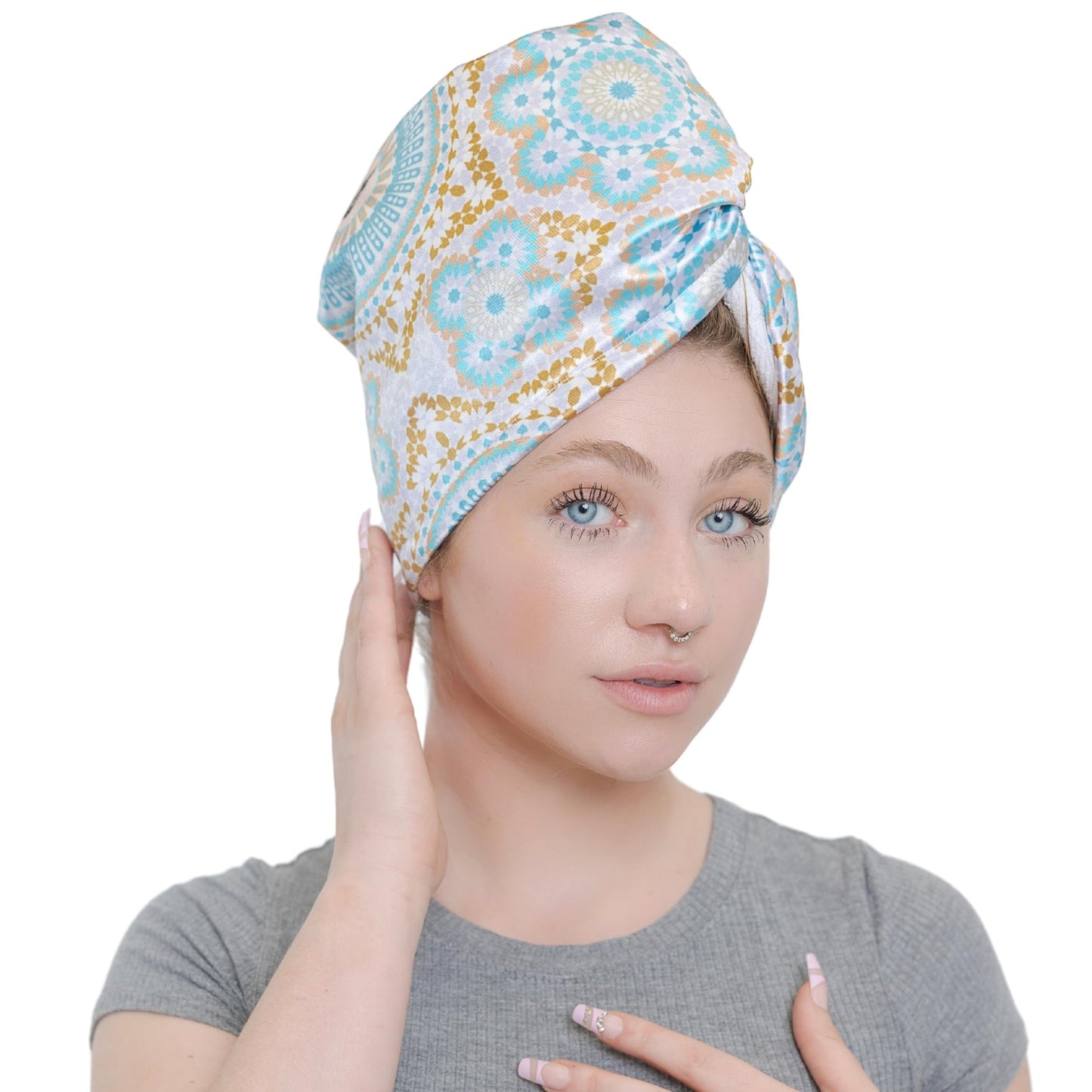 Bounce Curl Satin Microfiber Turban - Hair Towel for Curly Hair Fast Drying Plopping and Wrapping