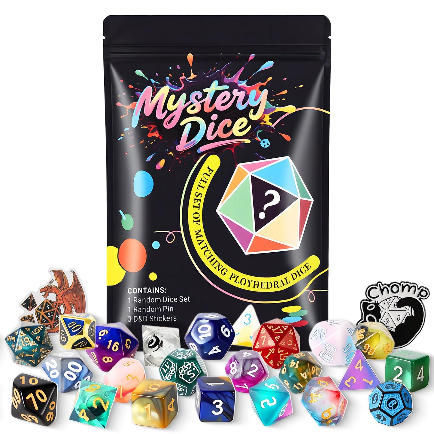 Coyeekn Mystery Dice Set, DND Dice Set of 7 Polyhedral Dice - 1 in 10 Chance to Get Legendary Dice, Dice Goblin, Suitable for Role Playing DND Gift