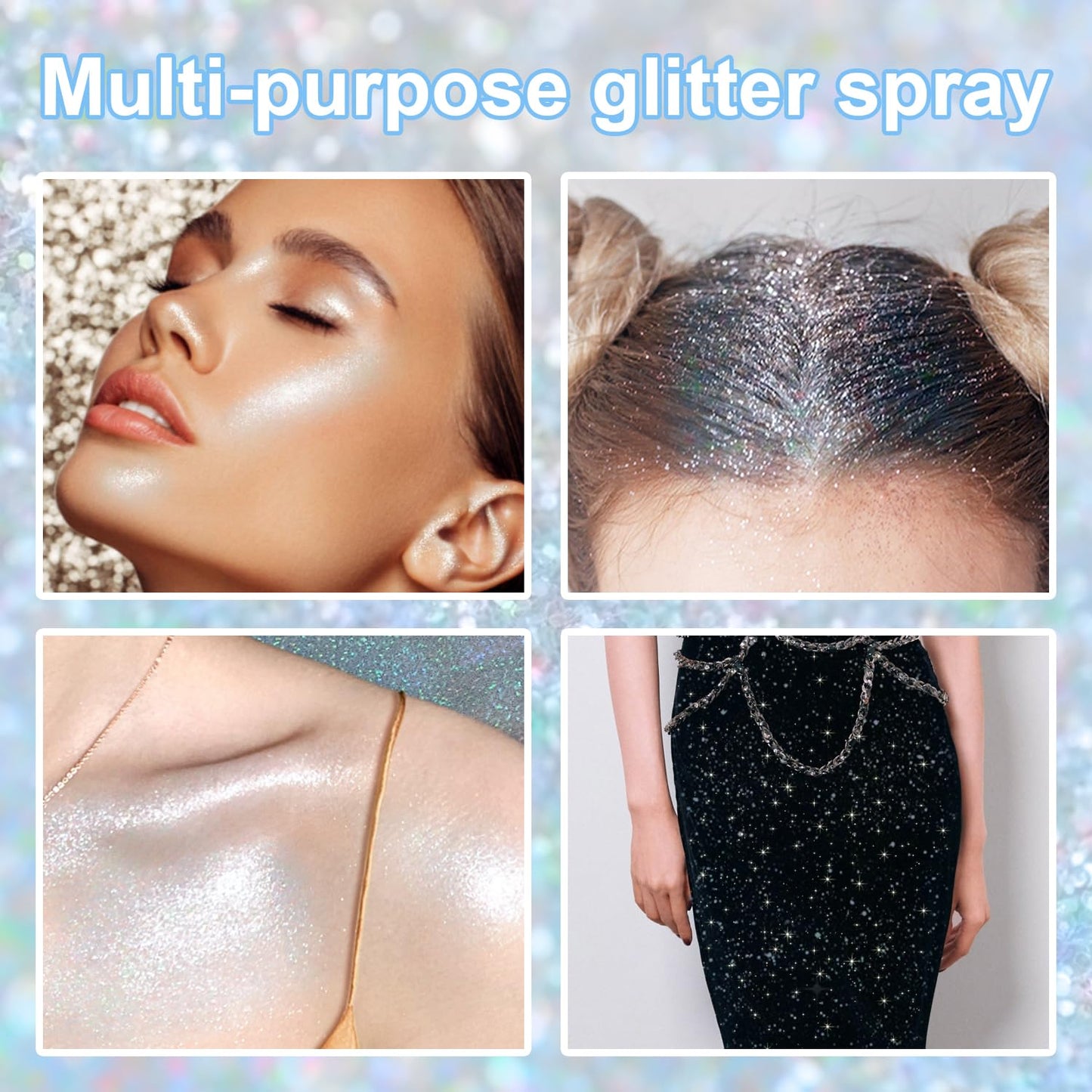 Hair and Body Glitter Spray, Glint-Rainbow Hair Glitter Extra Fine Face Shimmer Powder for Clothes, Festival Loose Sparkle Powder for Rave Clothes Nail Art Easter Halloween Crafts (Glint-Rainbow)
