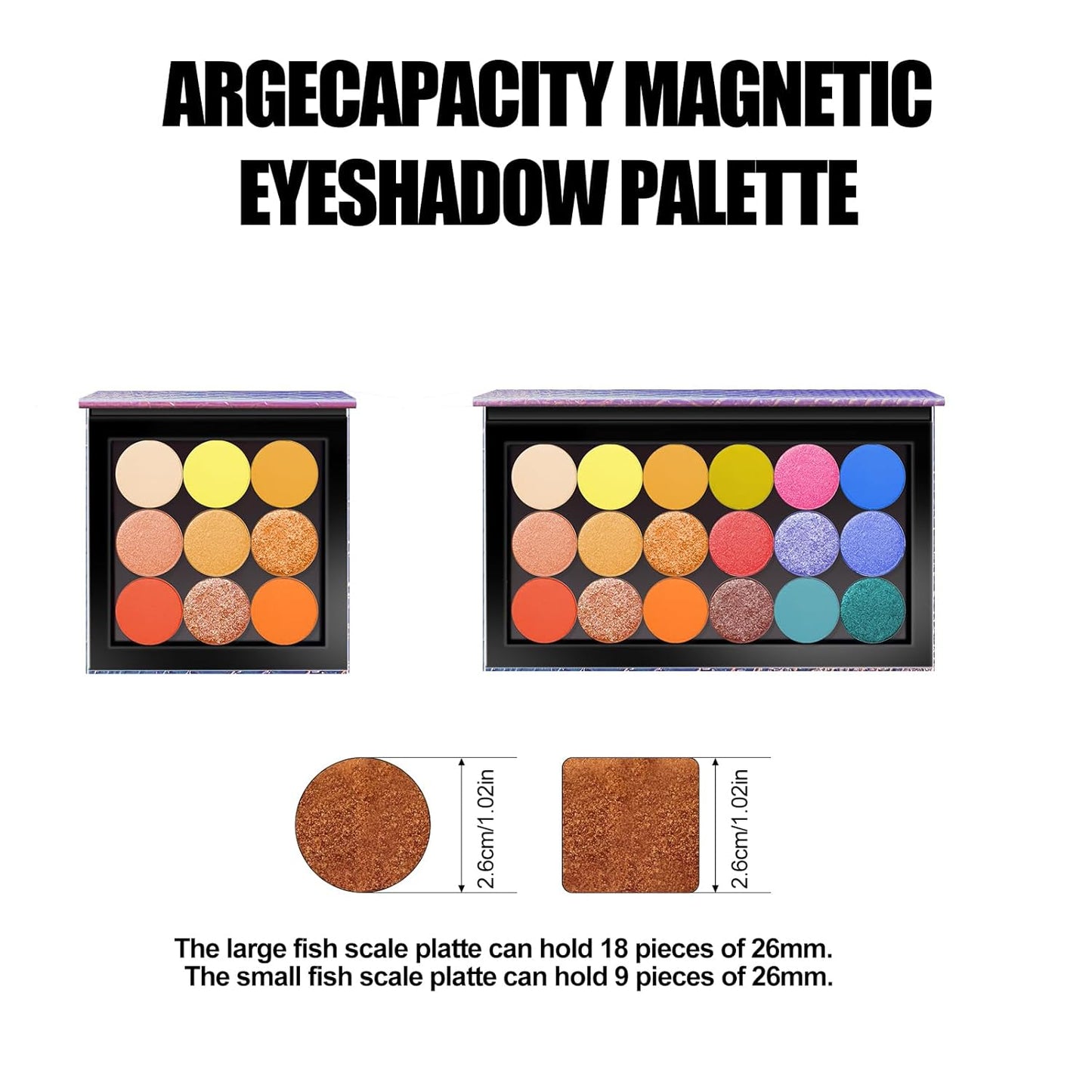 Magnetic Makeup Palette - Empty 18-Pan & 9-Pan for Travel | Includes Spatula & Metal Stickers