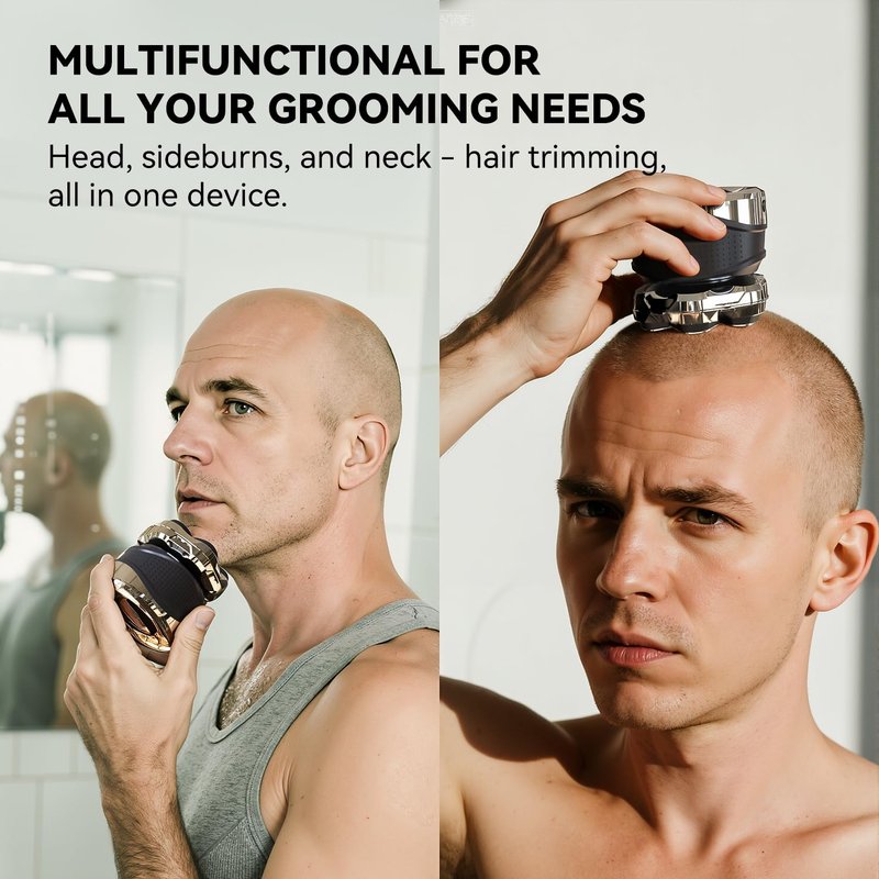 Ordele Men's Electric Rotary Shavers Bald，2026 Upgrade 7D Floating Electric Shaver with LED Display, IPX6 Waterproof, Type-C Fast Charge, Magnetic Heads, Travel Case - Ideal Men's Grooming Gift