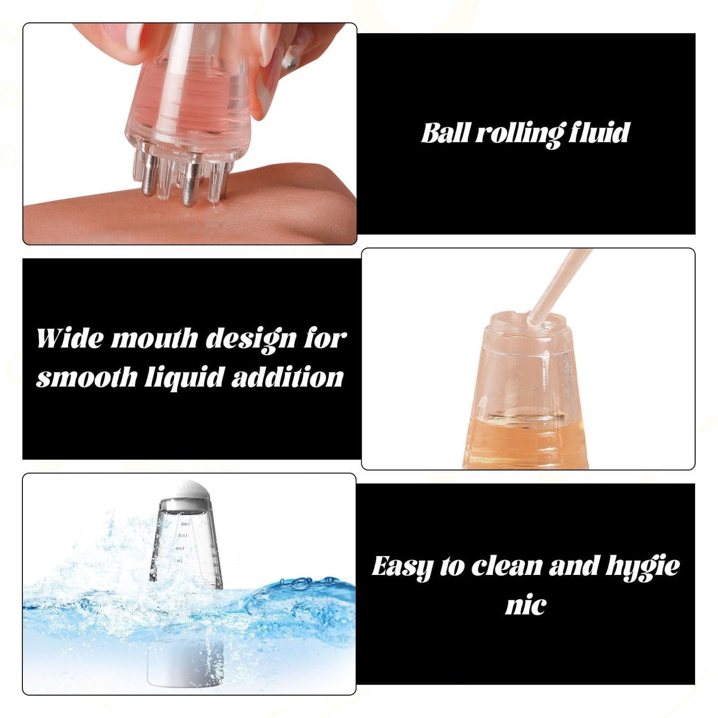 Hair Oil Applicator Bottle Set, 6ml Scalp Treatment Dispenser with Massage Tips, 2-Pack, Clear and Gray