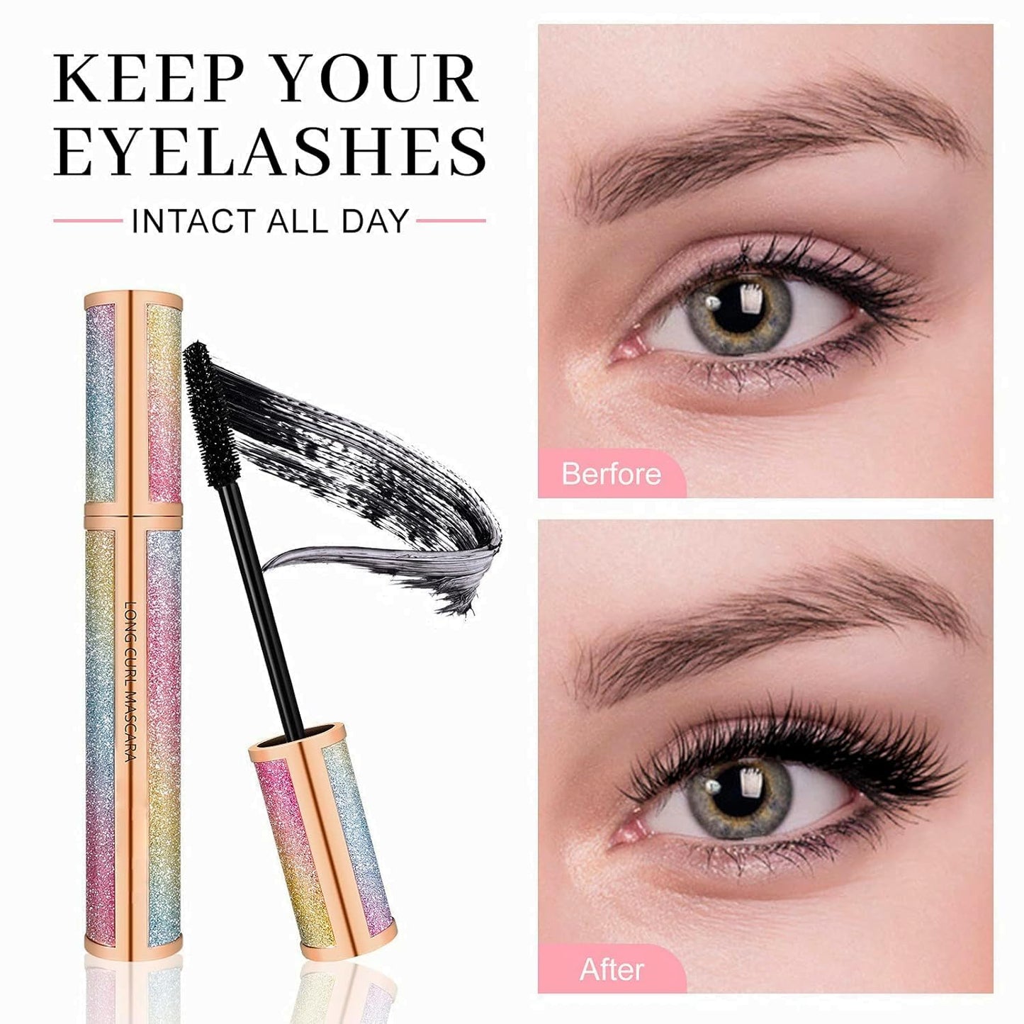 4D Silk Fiber Lash Mascara - Waterproof, Voluminous Black Mascara | Smudge-Proof & Hypoallergenic