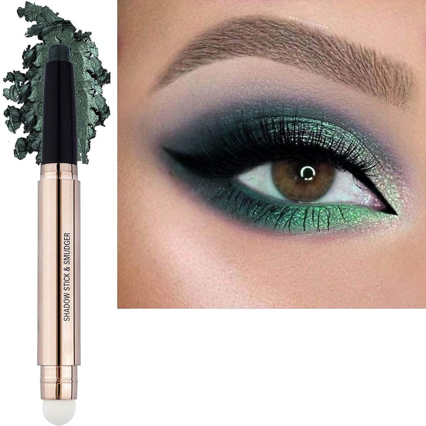 Light Gold Eyeshadow Stick - Waterproof Hypoallergenic Crayon Makeup | Long-Lasting Shimmer with Soft Brush