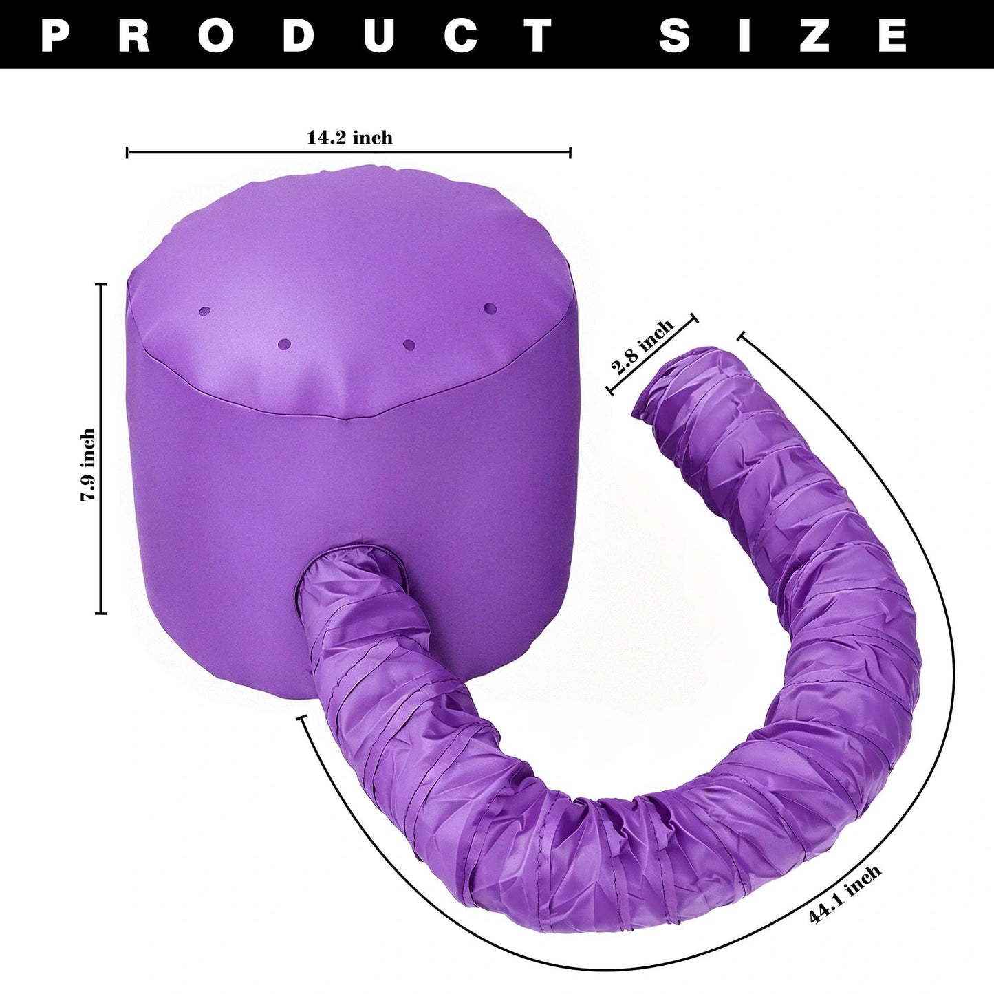 Hooded Hair Dryer Bonnet, Fast Drying Bonnet Hair Dryer for Natural Hair, Deep Conditioning Styling Curl Enhancing, Adjustable Fit Portable Lightweight for Travel（Purple）