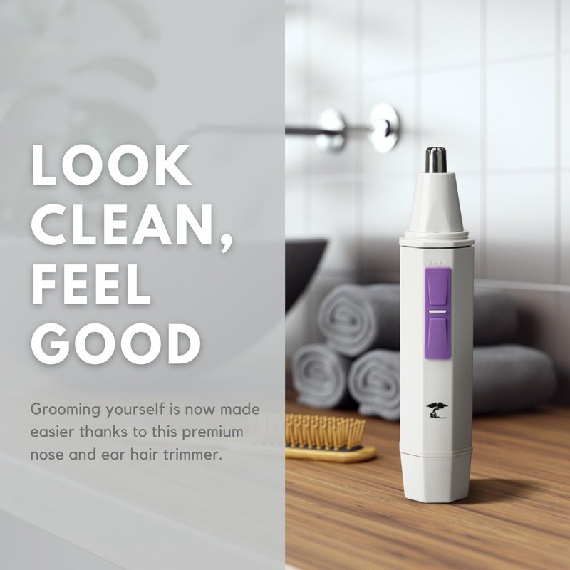 ToiletTree Products Water Resistant White Nose and Ear Hair Trimmer with LED Light