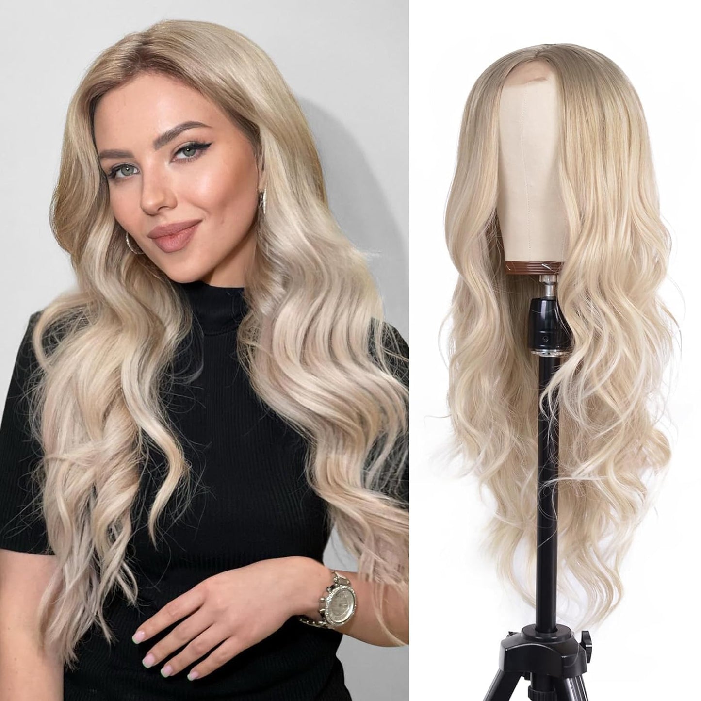 Long Wave Black Wig for Women - 26-Inch Heat Resistant Synthetic Hair | Natural Look for Daily Wear