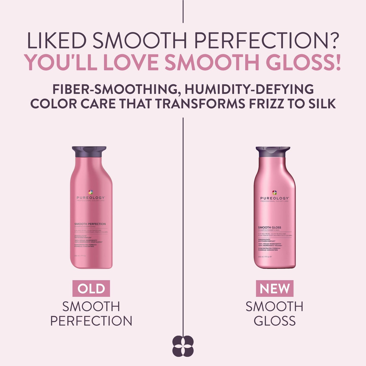 Pureology Smooth Gloss Shampoo - Sulfate-Free Shampoo For Frizz Control & Humidity Protection, Adds Hair Shine, For Frizz-Prone, Color-Treated Hair, Vegan, 33.8 Fl Oz