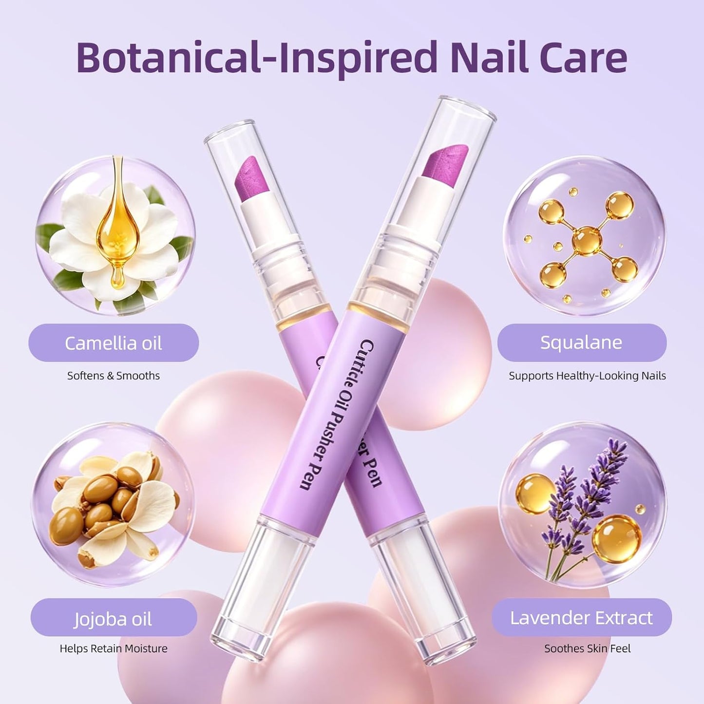Cuticle Oil Pusher Pen - 2-in-1 Ceramic Nail Care Tool for Dry Nails & Hangnails | Moisturizing Remover (1pc)