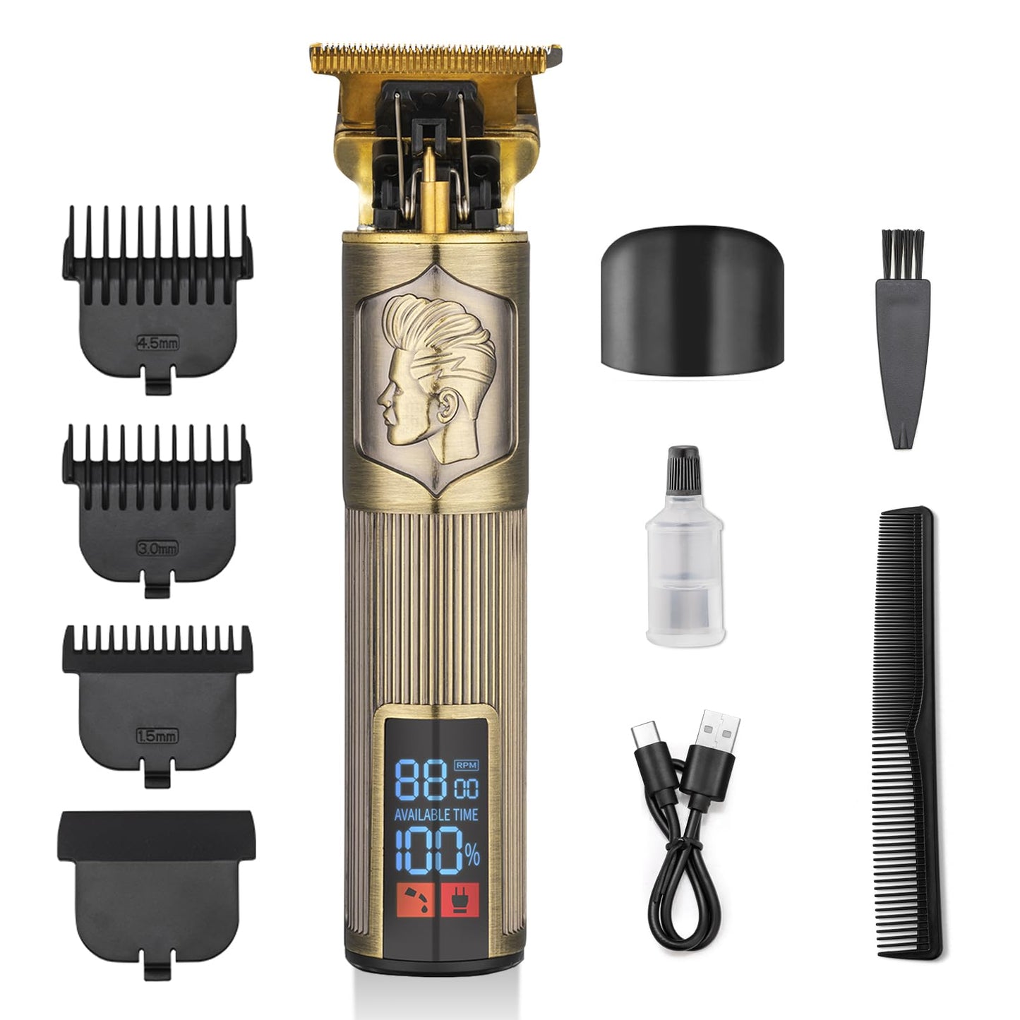 Ciada Hair Clippers for Men Professional Hair Trimmer Barbers Beard Trimmer Shaver Razor T Blade Liner Trimmer Hair Grooming Cutting Kit at Home Cordless Rechargeable Zero Gapped Edgers Gifts for Men