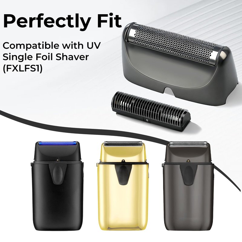 2-Pack Shaver Replacement Foil and Cutter Compatible with BaBylissPRO UV-Disinfecting Single Replacment Foil (Grey)