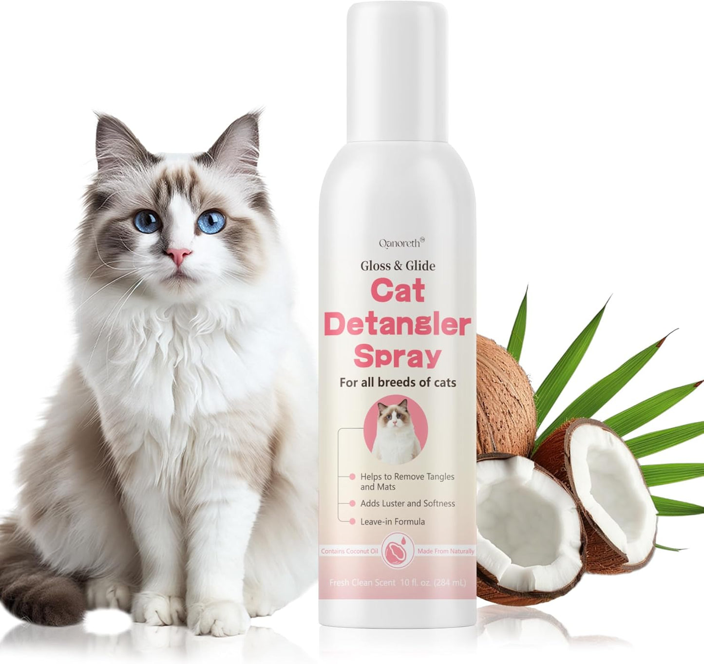 Cat Detangler Spray - Effective Matted Fur Remover for Cats | No-Rinse Formula, Smooths Coats & Reduces Pulling