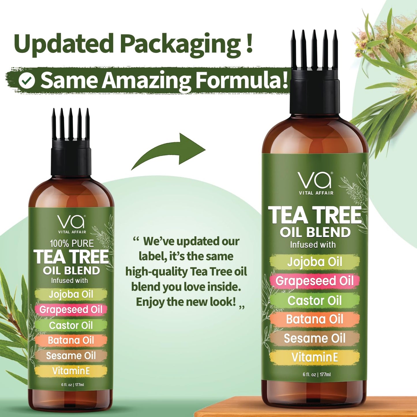 Tea Tree Oil Hair Treatment - Jojoba & Castor Oil Blend for Dandruff Relief - 6 Fl Oz | Strengthens & Volumizes Hair