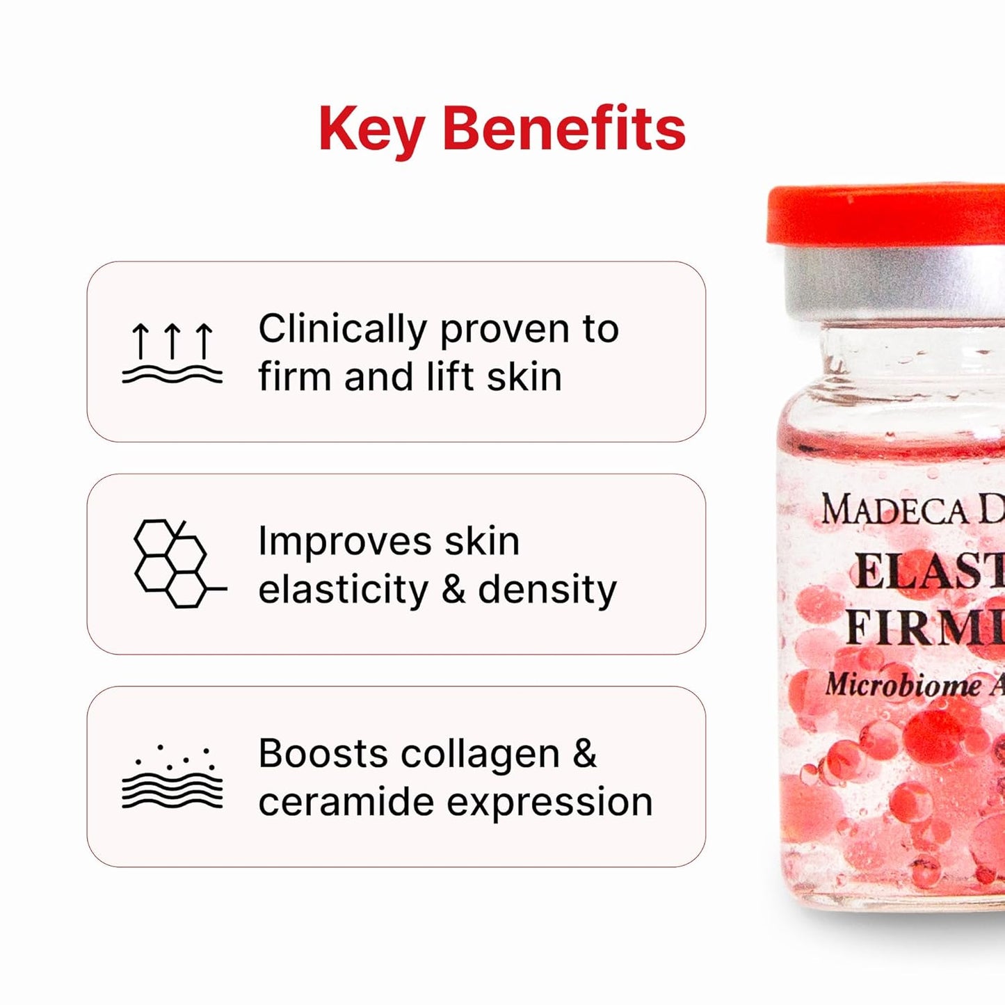 Madeca Derma Elastic Firming Microbiome Ampoule - Hydrating Korean Skincare with Hyaluronic Acid & Collagen | 0.23 fl oz x 5
