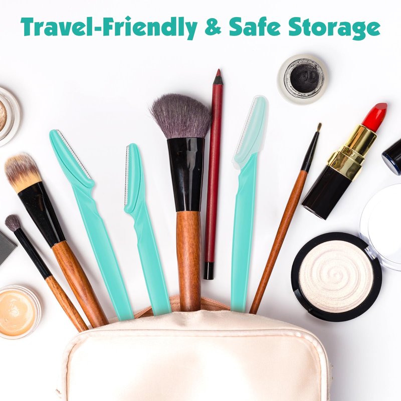 Phyyixs 88 Pcs Dermaplaning Tool & Face Razors for Women in Storage Jar – Seafoam Coastal Style, Eyebrow Razor with Safety Covers for Women & Men, Ideal Summer Skincare Gift