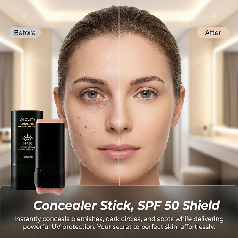 Foundation Stick - Full Coverage Waterproof Concealer with SPF 50+ | Tattoo Cover Up Makeup (02# Wheat)