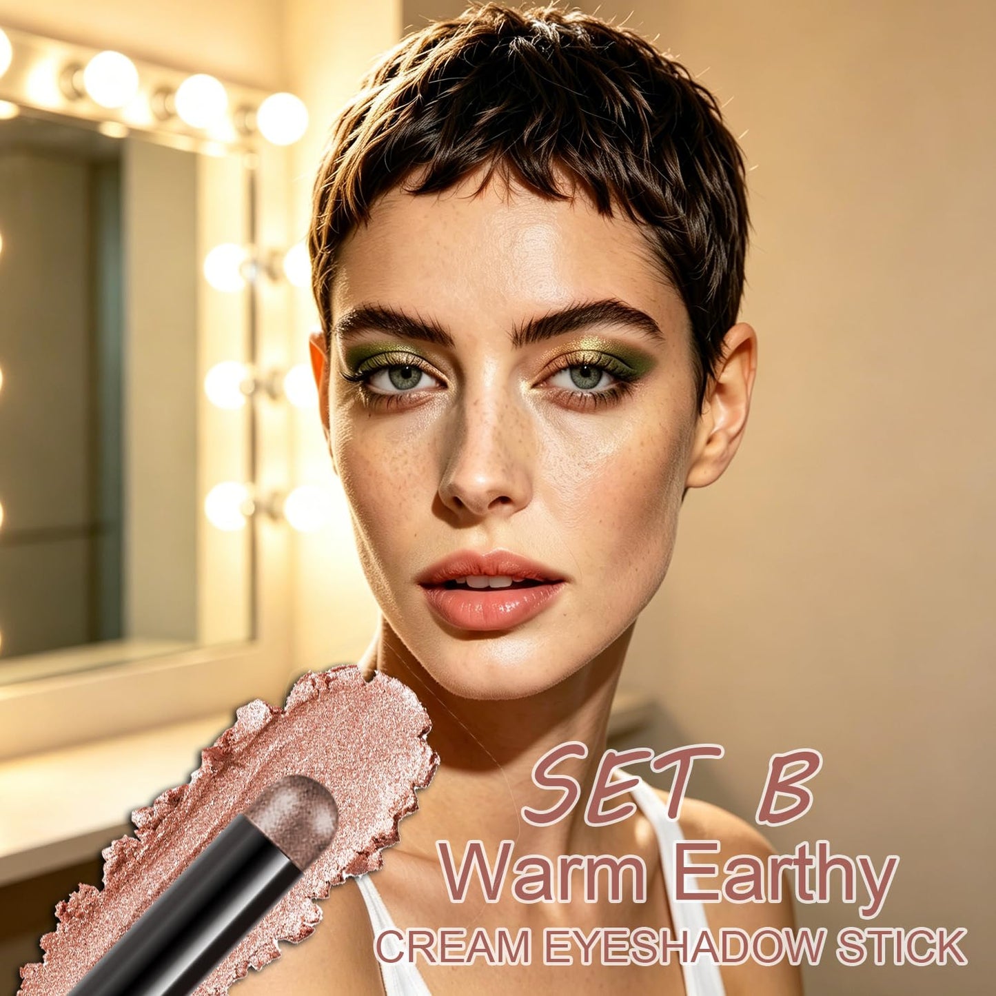 Neutral Eyeshadow Stick Combo Set - 6 Metallic Shades for Effortless Daily & Party Makeup | Long-Lasting, Waterproof