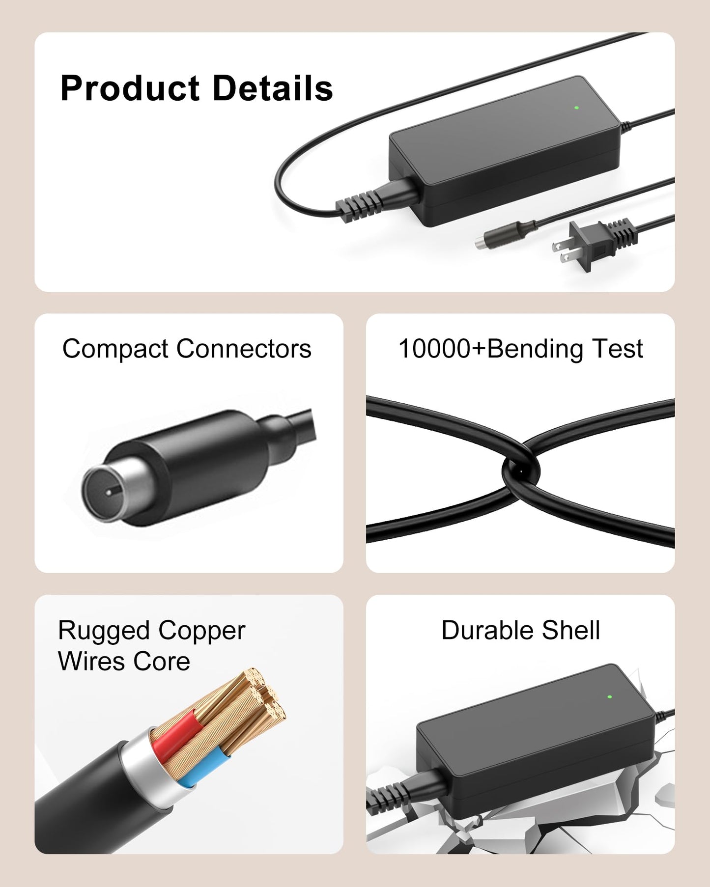 42V for Okai Neon Electric Scooter Charger for Okai Neon Lite EA10 ES10 ES20 ES50B Scooter, AovoPro M365 Pro ES60 EW6 ES80,YADEA KS5 Pro KS1, Macwheel MX1 MX2 for Bird Air M365 Power Supply