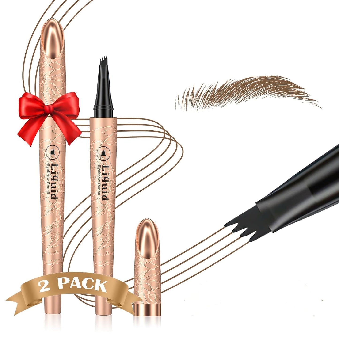 4D Liquid Eyebrow Pen - Microblading Pencil for Precise Brow Definition | Long-Lasting Waterproof (Black)