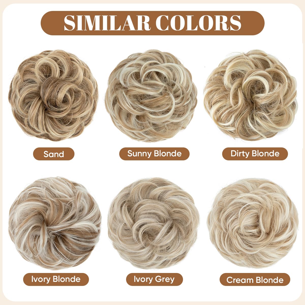 Large Messy Bun Hair Piece - Wavy Curly Synthetic Chignon Ponytail Extensions | Thick Updo for Women - Dirty Blonde