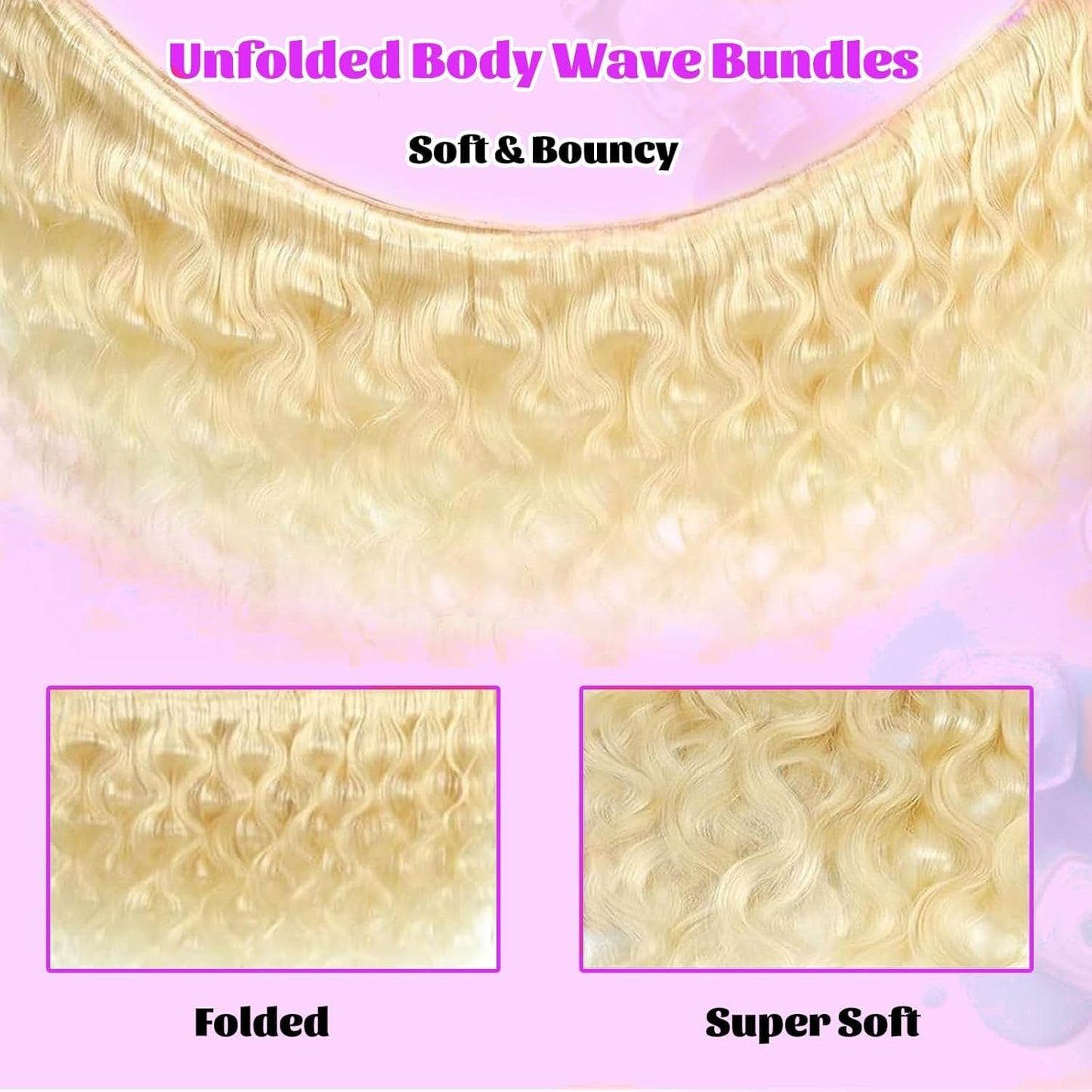 CFY 613 Bundles Human Hair 1 Bundles Blonde Body Wave Human Hair 100% Unprocessed 14A Grade Brazilian Virgin Raw Weave hair 24 Inch Blonde Bundles Human Hair Extensions for Women