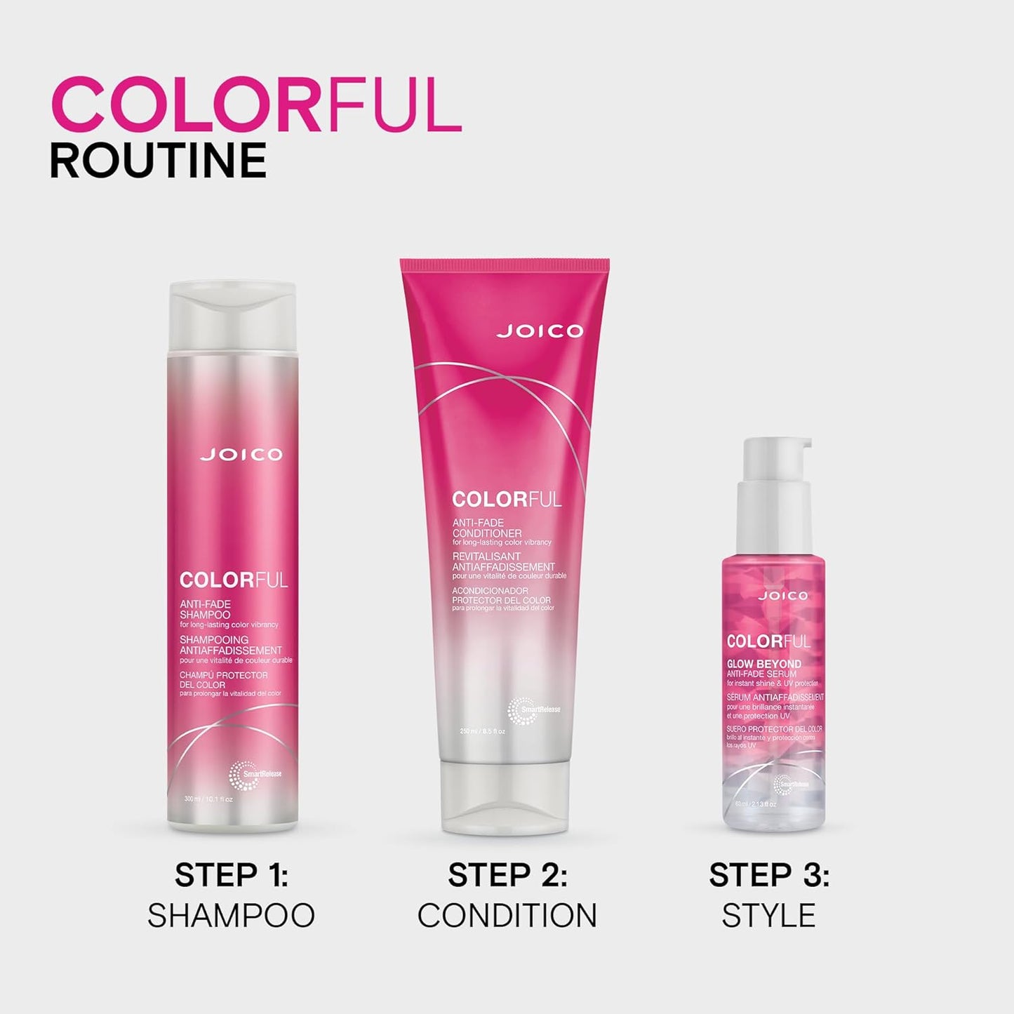 Joico Colorful Anti-Fade Shampoo - Preserve Vibrant Color & Shine | Sulfate-Free with Camellia Oil & Pomegranate Extract