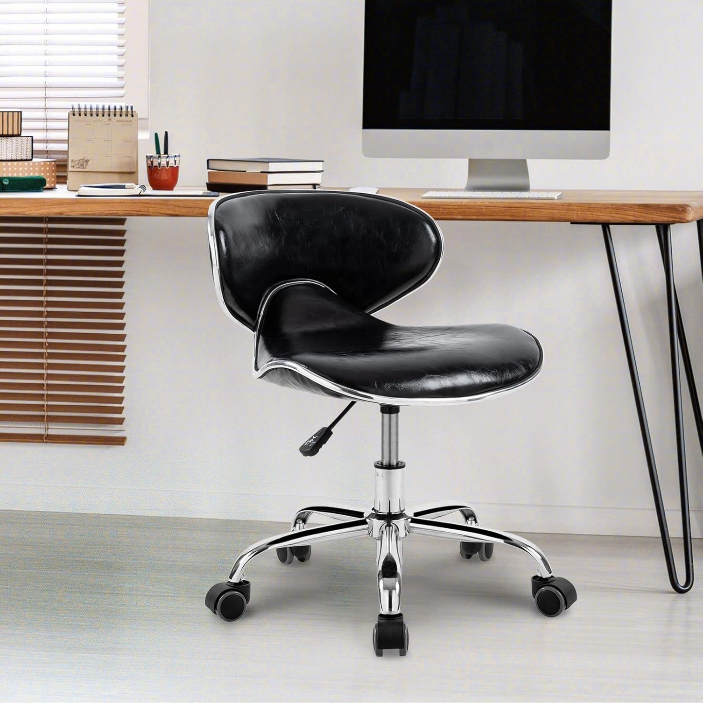 Paddie Pedicure Stool - Height Adjustable Hydraulic Swivel Chair with Back Support | Ideal for Nail Techs, Salons & Spas - Black