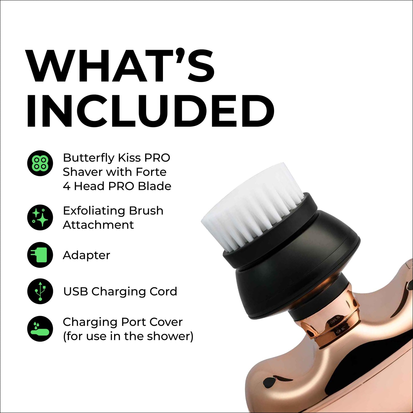 Skull Shaver Butterfly Kiss PRO - Women's Electric Shaver for Bikini Line, Legs & Body - Wet & Dry Use - Ergonomic, Hypoallergenic Blades - 60 Minutes Cordless Use - Rose Gold