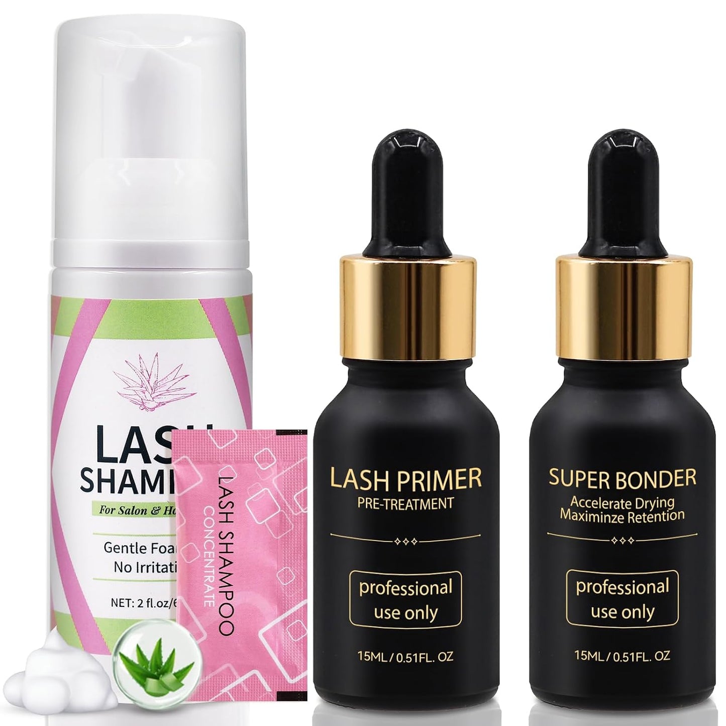 Eyelash Extension Bonder & Primer Kit - Glue Accelerator & Protein Oil Remover | 15ml Each