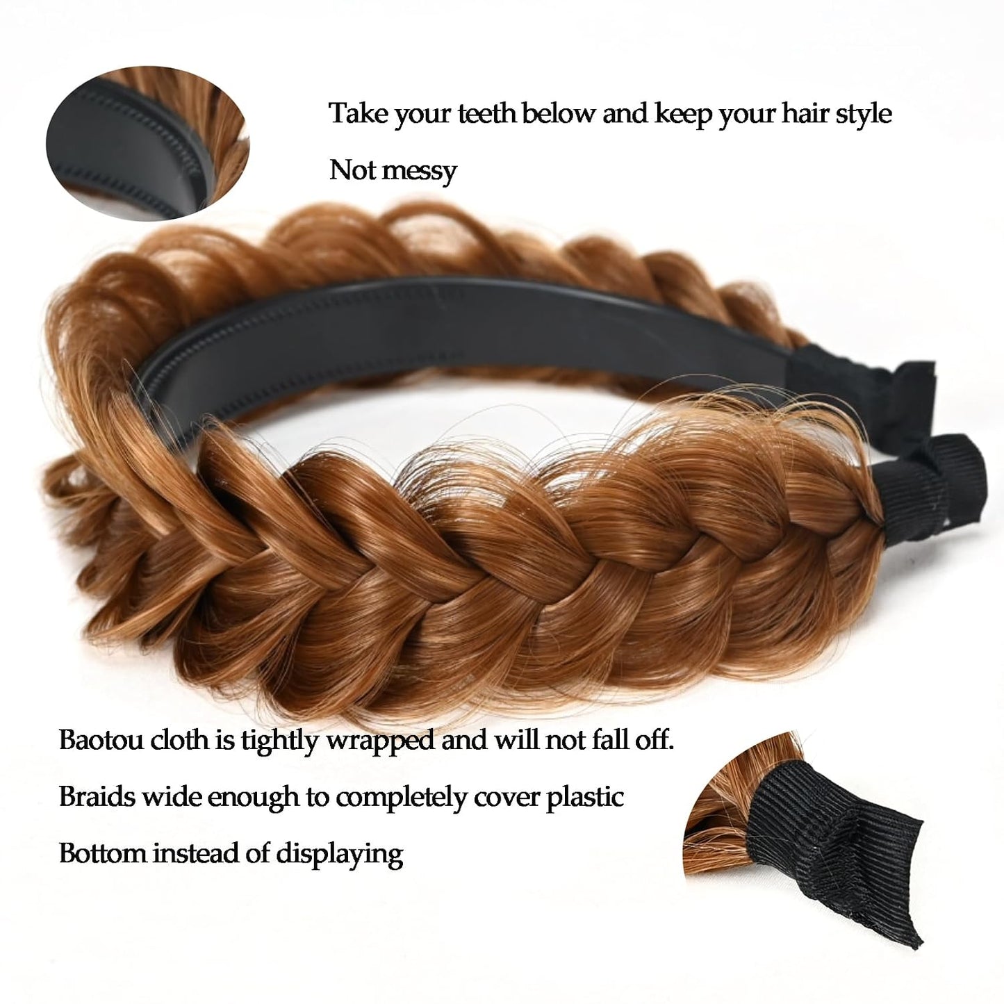 Braided Headband - Elastic Non-Slip Fashion Hair Accessory for Women & Girls | Ocher Color