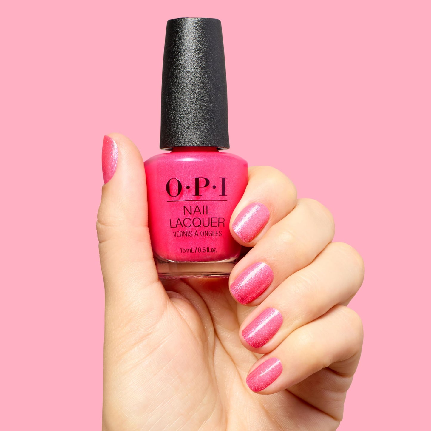 OPI Nail Lacquer Dopa-mani | Opaque Bright Sparkling Pink Shimmer Chip Resistant Nail Polish | Trip to the Brite Side | Summer 2026 Collection